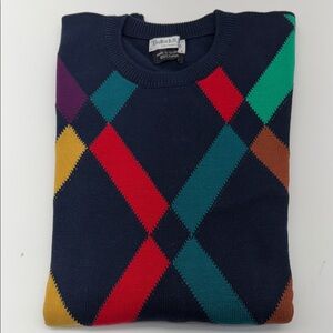 Bullock & Jones Men's Argyle Crewneck Sweater - Navy, Red, Yellow, Green